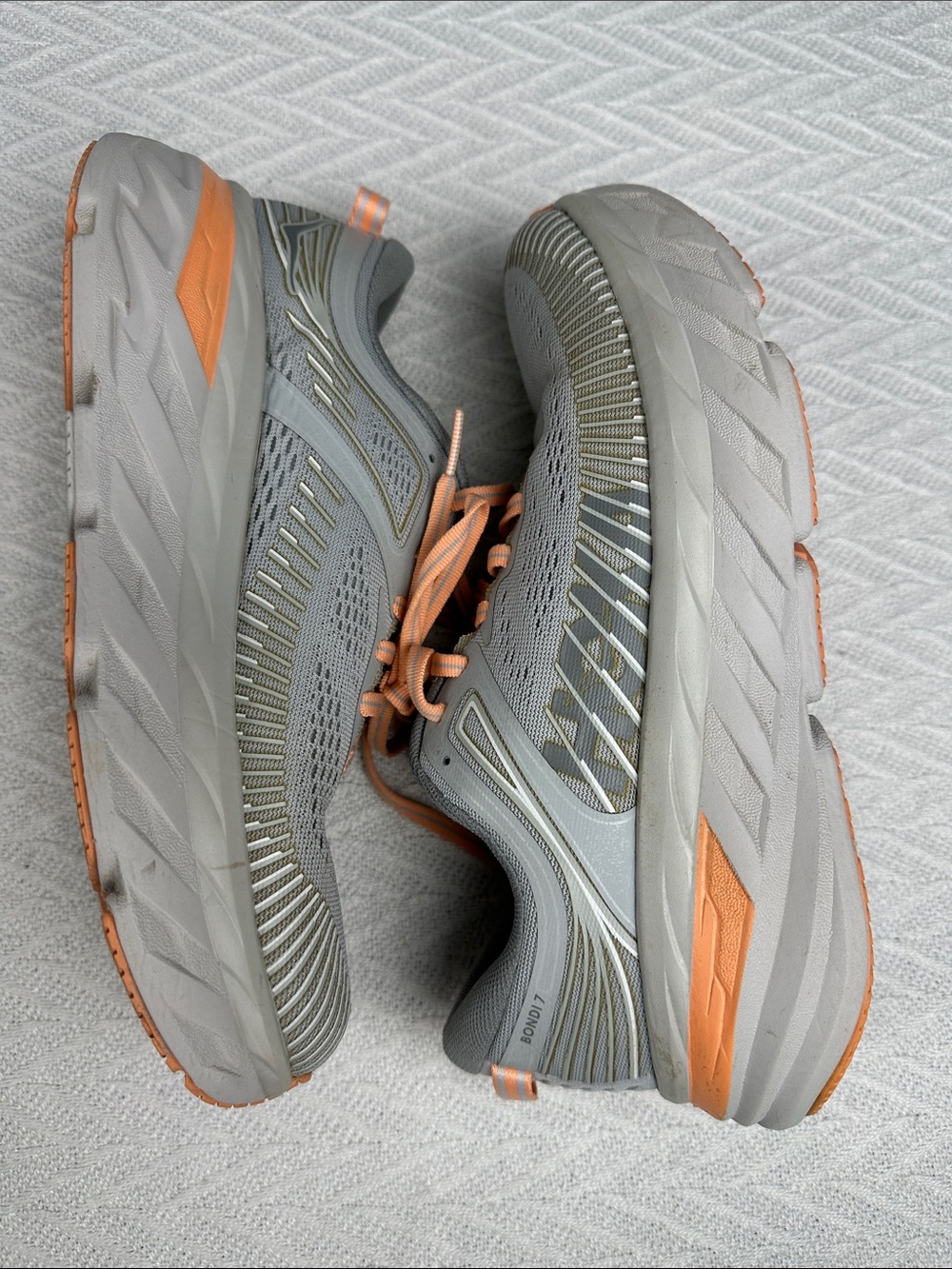 Hoka one one Women's Gray and Peach Athletic Running Shoes sneakers comfort